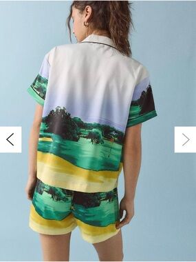 Green & Yellow Scenic Print Short Set